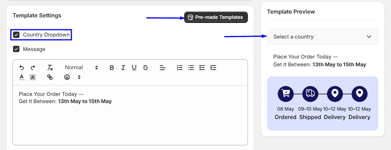 Template Settings