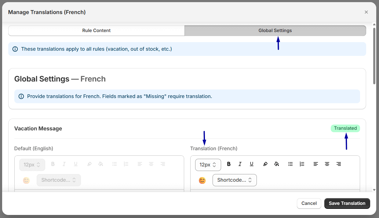 WowETA Manage Translation