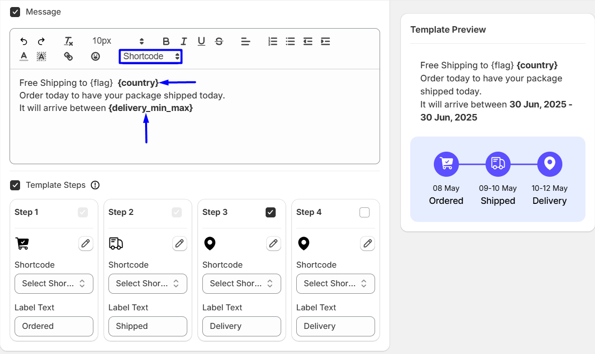 WowETA Template Settings