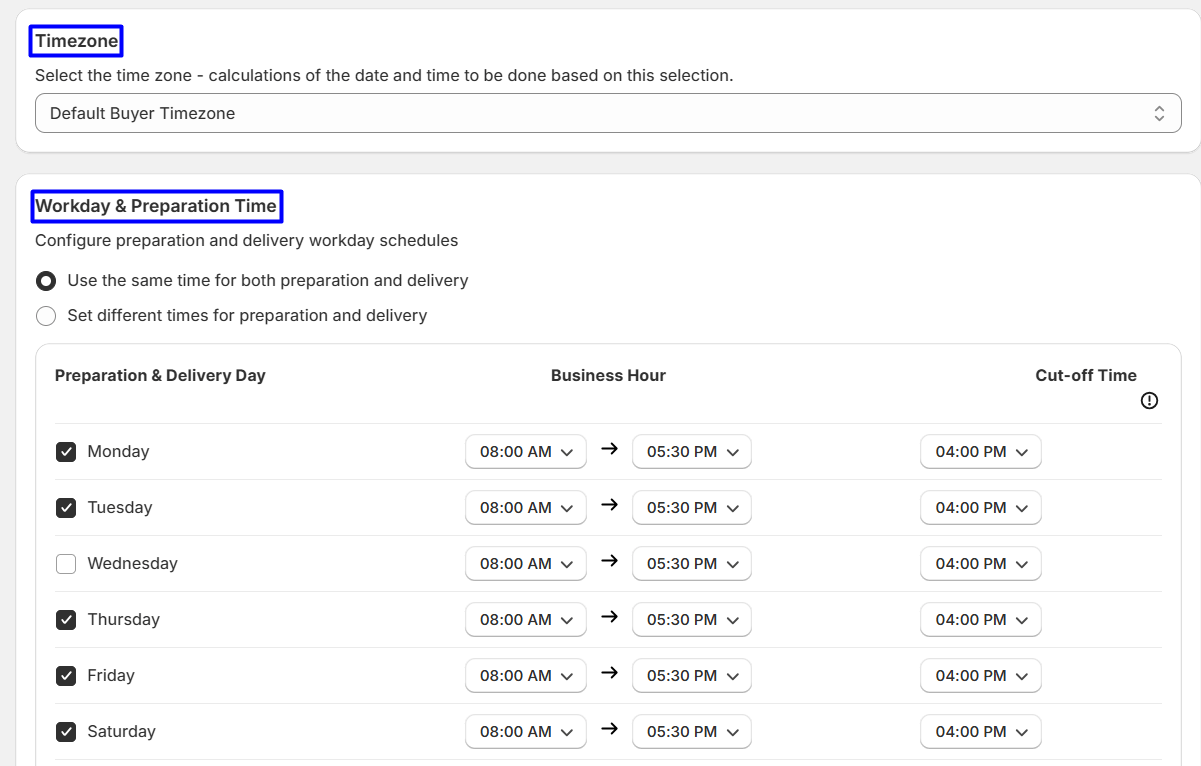 WowETA Workday and Preparation Time